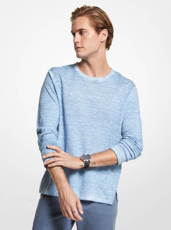 Panske Svetre Michael Kors Linen and Cotton Blend Námornícka Modrá - Oblecenie Michael Kors Nejlevnejsi | OCTQZ-2346